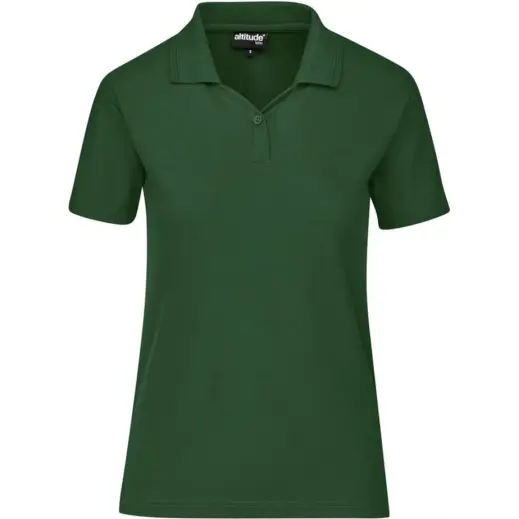 Ladies Basic Pique Golf Shirt Dark Green Front